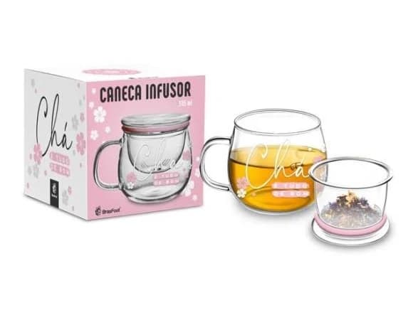 CANECA VIDRO INFUSOR 315ML