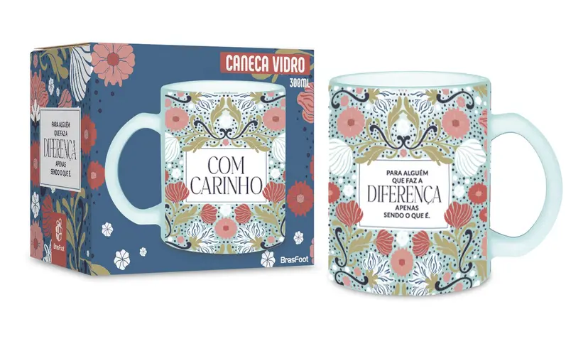 CANECA VIDRO DIAMOND 300ML