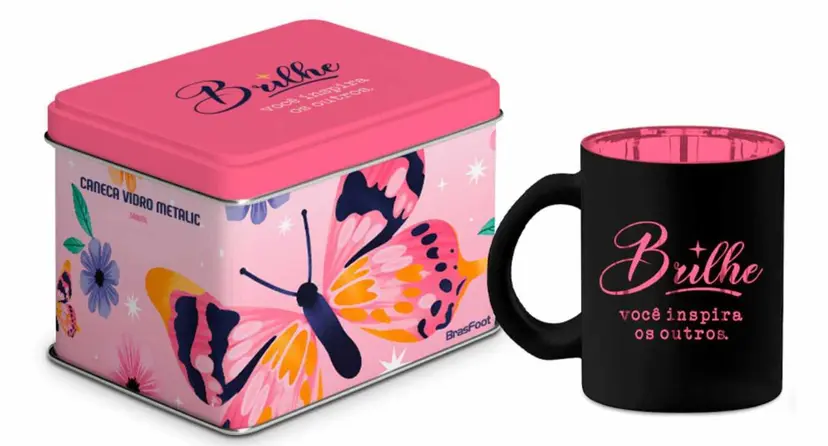 CANECA VIDRO DIAMOND METALIC LATA 300ML 